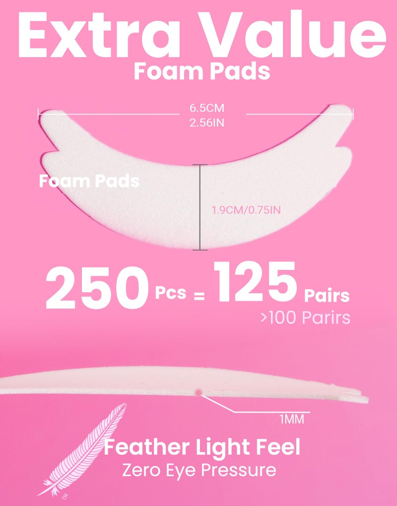 Akissos Eyepads for Lash Extensions (250 Pcs) - Akissos Non Slip Under Eye Patches, Foam Eye Pads Tape with Hypoallergenic Glue for Eyelash Extension|Lift|Tint|Remove, Lash Tech Must Haves Value Pack - Image 3